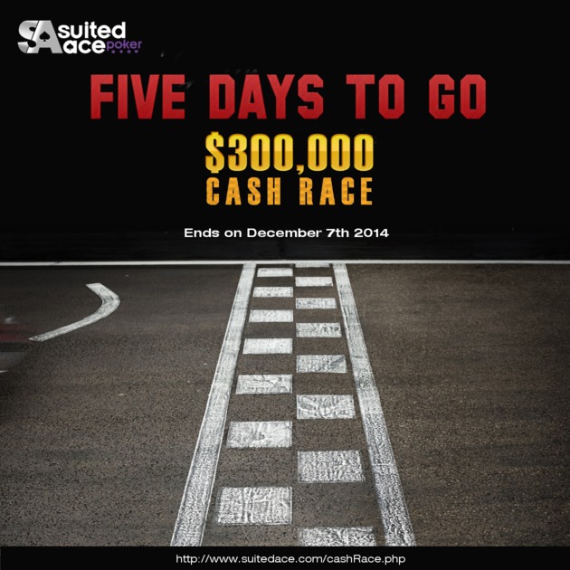Five days to go. $300,000 Cash Race ends on December 7th 2014