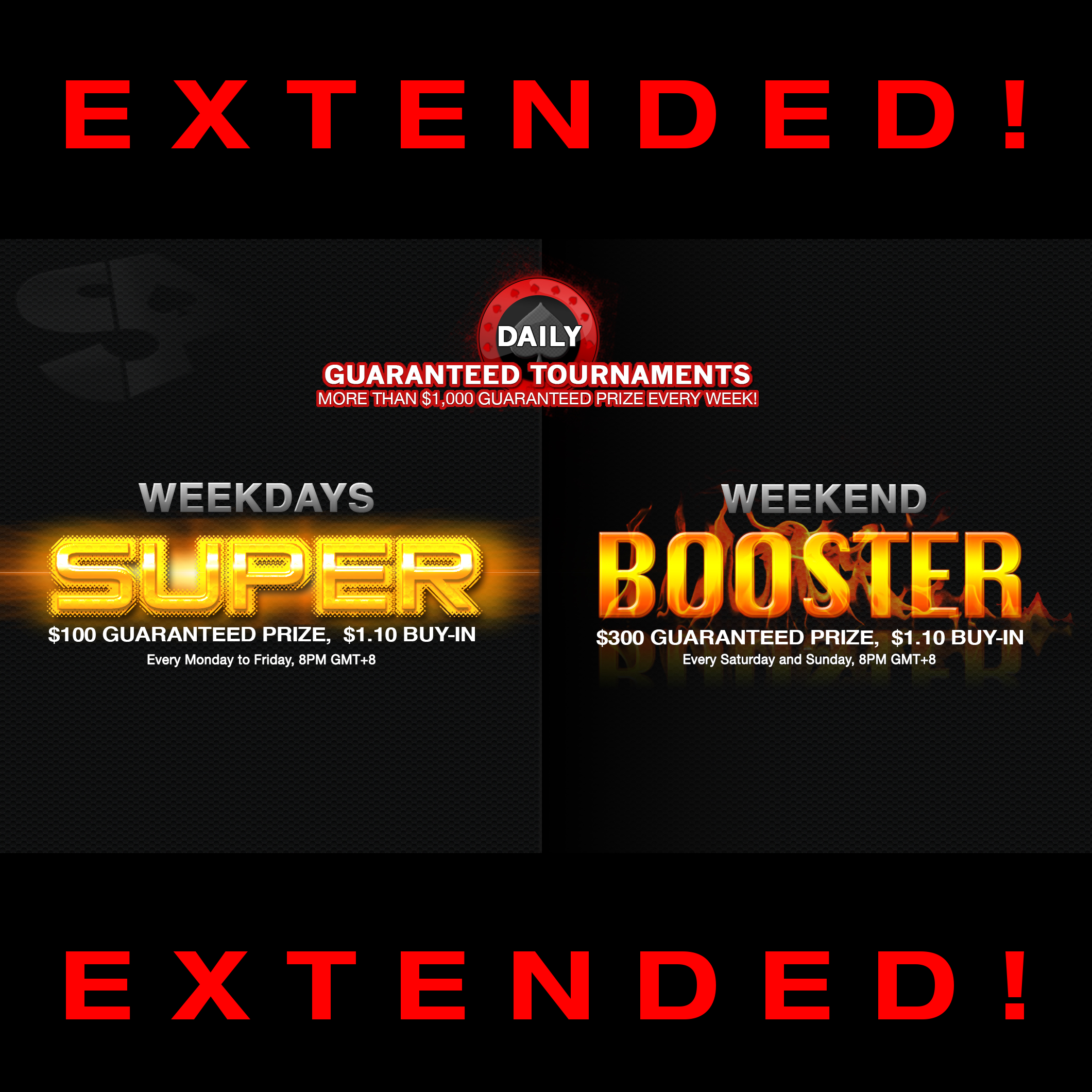SuitedAce's Guaranteed Tournaments Extended!