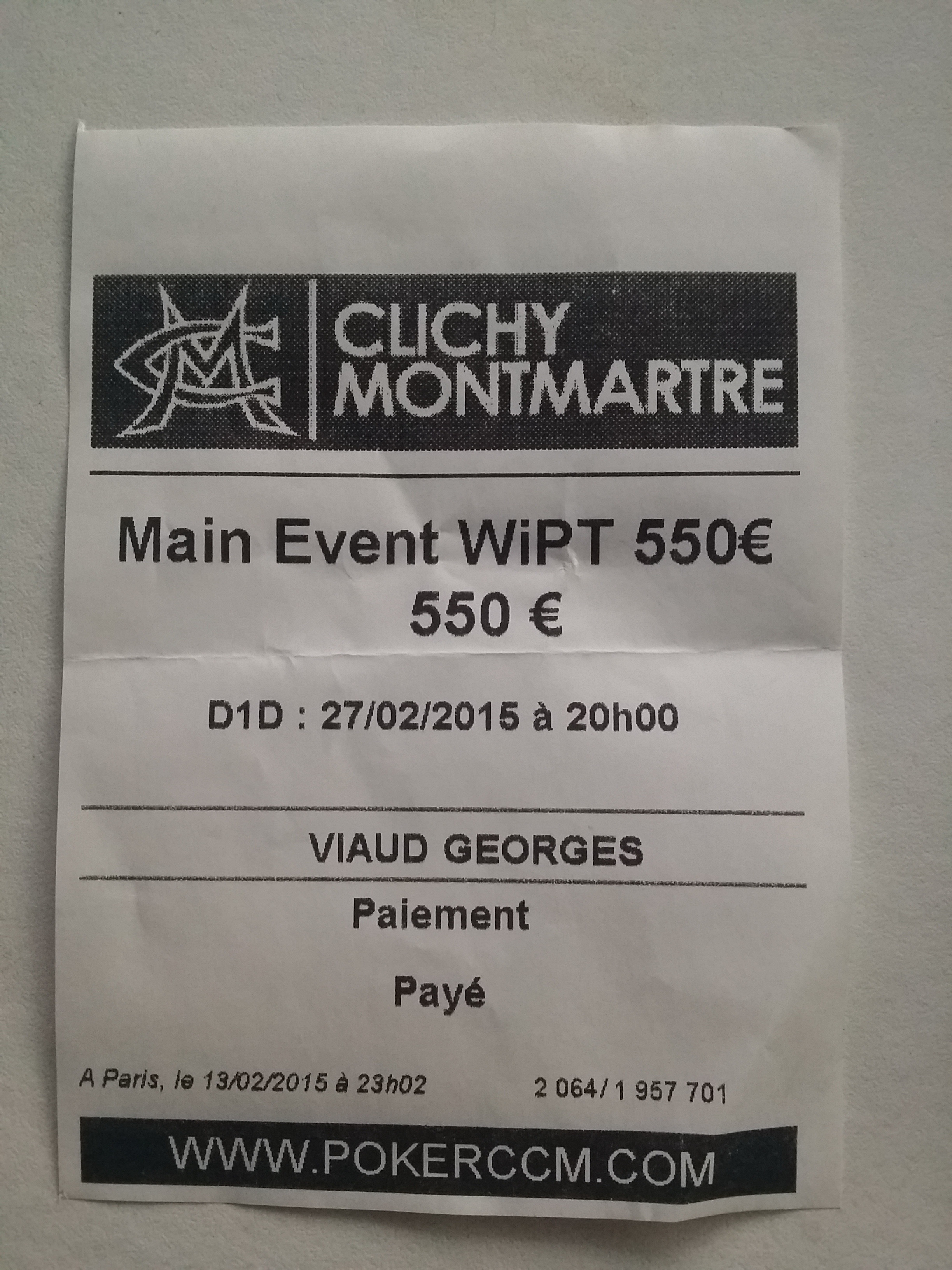 Ticket pour le WIPT 2015